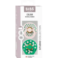 Bibs Pacifier Studio Colour Polka Latex Size 2 Petal/Cactus (2 stk)