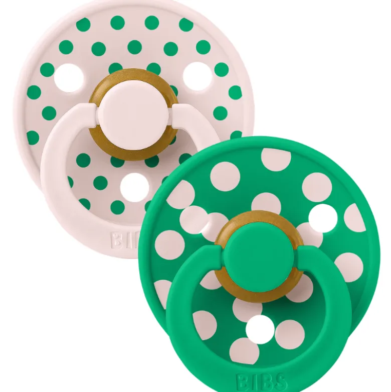 Bibs Pacifier Studio Colour Polka Latex Size 1 Petal/Cactus (2 stk)