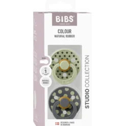 Bibs Pacifier Studio Colour Polka Latex Size 1 Sage/Iron (2 stk)