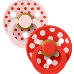 Bibs Pacifier Studio Colour Polka Latex Size 1 Blossom/Candy Apple (2 stk)