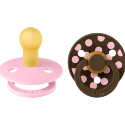 Bibs Pacifier Studio Colour Polka Latex Size 1 Baby Pink/Mocha (2 stk)