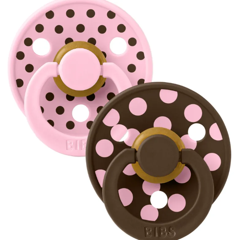Bibs Pacifier Studio Colour Polka Latex Size 1 Baby Pink/Mocha (2 stk)
