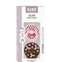 Bibs Pacifier Studio Colour Polka Latex Size 1 Baby Pink/Mocha (2 stk)
