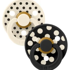 Bibs Pacifier Studio Colour Polka Latex Size 1 Ivory/Black (2 stk)