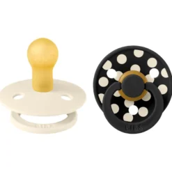Bibs Pacifier Studio Colour Polka Latex Size 1 Ivory/Black (2 stk)