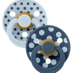Bibs Pacifier Studio Colour Polka Latex Size 1 Baby Blue/Steel Blue (2 stk)