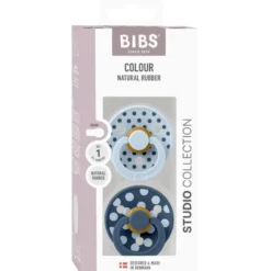 Bibs Pacifier Studio Colour Polka Latex Size 1 Baby Blue/Steel Blue (2 stk)
