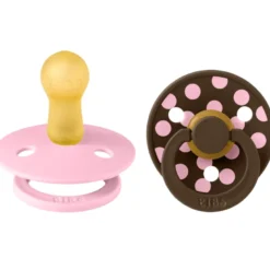 Bibs Pacifier Studio Colour Polka Latex Size 2 Baby Pink/Mocha (2 stk)