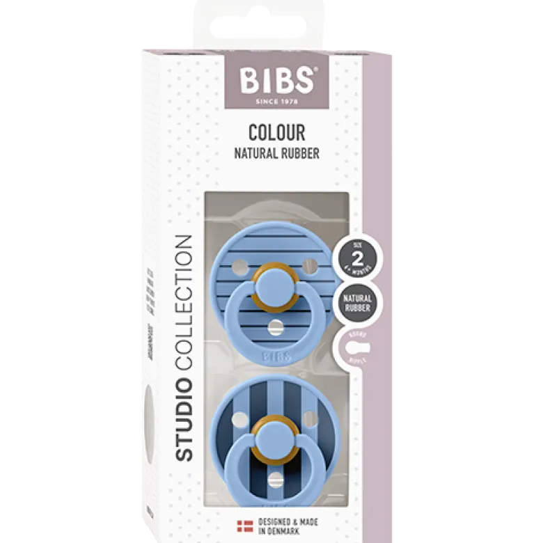 Bibs Pacifier Studio Colour Pin Latex Size 2 Sky Blue Mix (2 stk)