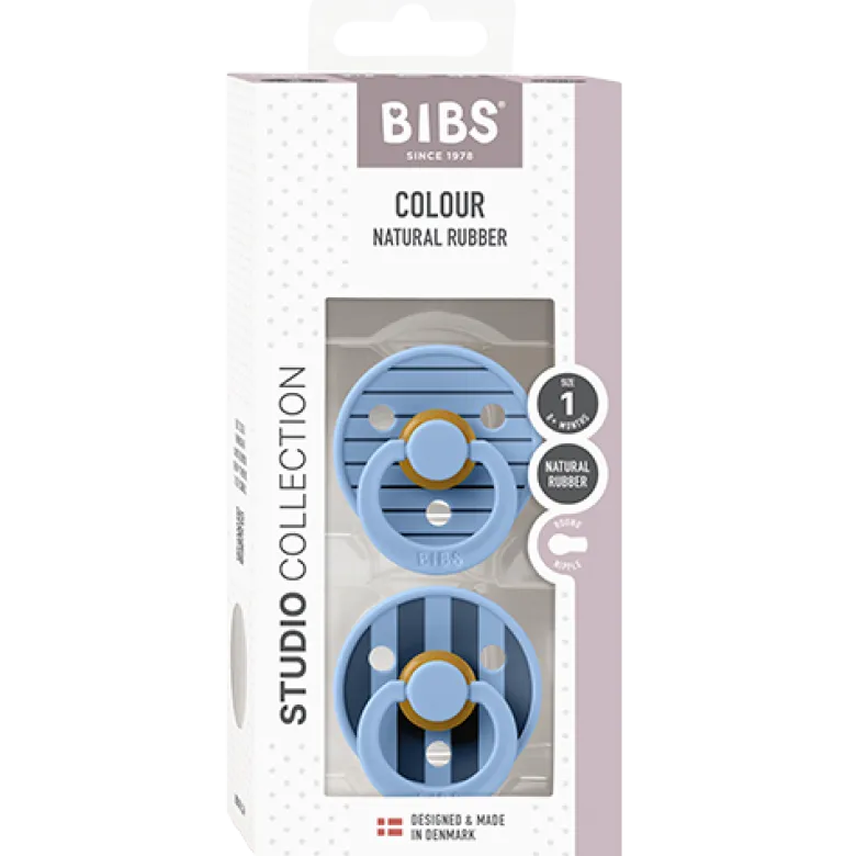Bibs Pacifier Studio Colour Pin Latex Size 1 Sky Blue Mix (2 stk)