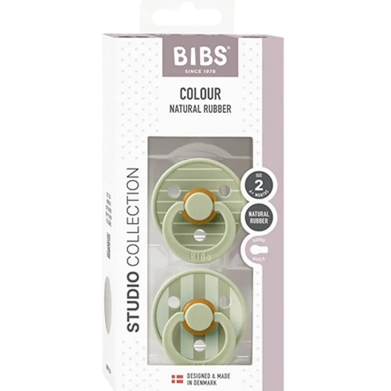 Bibs Pacifier Studio Colour Pin Latex Size 2 Sage Mix (2 stk)