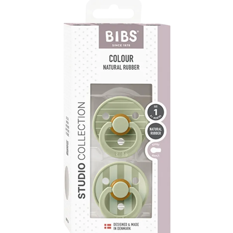 Bibs Pacifier Studio Colour Pin Latex Size 1 Sage Mix (2 stk)
