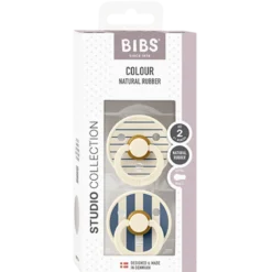 Bibs Pacifier Studio Colour Pin Latex Size 2 Ivory Steel Blue Mix (2 stk)