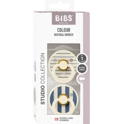 Bibs Pacifier Studio Colour Pin Latex Size 1 Ivory Steel Blue Mix (2 stk)