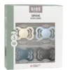Bibs Pacifier Supreme Latex Size 1 Ivory/Baby Blue/Petrol/Iron (4 stk)