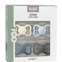 Bibs Pacifier Supreme Latex Size 2 Ivory/Baby Blue/Petrol/Iron (4 stk)