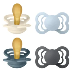 Bibs Pacifier Supreme Latex Size 2 Ivory/Baby Blue/Petrol/Iron (4 stk)