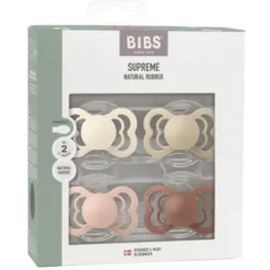 Bibs Pacifier Supreme Latex Size 2 Ivory/Vanilla/Blush/Woodchuck (4 stk)