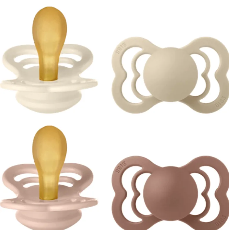 Bibs Pacifier Supreme Latex Size 2 Ivory/Vanilla/Blush/Woodchuck (4 stk)