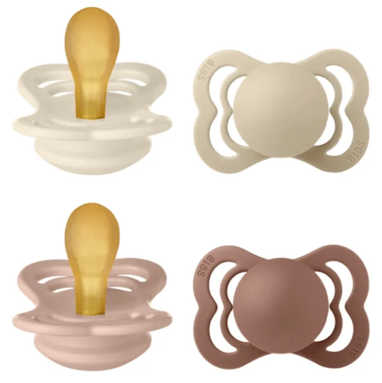 Bibs Pacifier Supreme Latex Size 1 Ivory/Vanilla/Blush/Woodchuck (4 stk)