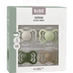 Bibs Pacifier Supreme Latex Size 1 Sand/Sage/Hunter Green/Dark Oak (4 stk)