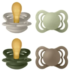 Bibs Pacifier Supreme Latex Size 1 Sand/Sage/Hunter Green/Dark Oak (4 stk)