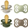 Bibs Pacifier Supreme Latex Size 2 Sand/Sage/Huntergreen/Dark Oak (4 stk)