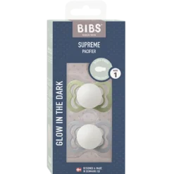 Bibs Pacifier Supreme Latex Size 1 Sage Glow/Cloud Glow (2 stk)
