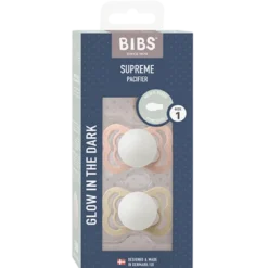Bibs Pacifier Supreme Latex Size 1 Blush Glow/Vanilla Glow (2 stk)