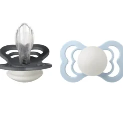 Bibs Pacifier Supreme Silicone Size 2 Iron Glow/Baby Blue Glow (2 stk)