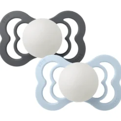 Bibs Pacifier Supreme Silicone Size 2 Iron Glow/Baby Blue Glow (2 stk)