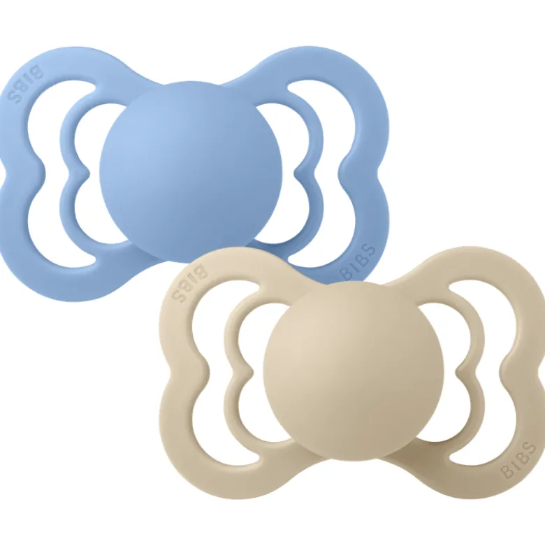 Bibs Pacifier Supreme Silicone Size 2 Vanilla/Sky Blue (2 stk)