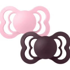Bibs Pacifier Supreme Silicone Size 2 Baby Pink/Plum (2 stk)