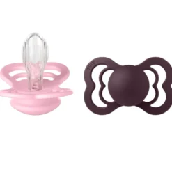 Bibs Pacifier Supreme Silicone Size 2 Baby Pink/Plum (2 stk)