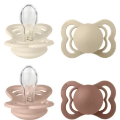 Bibs Pacifier Supreme Silicone Size 1 Ivory/Vanilla/Blush/Woodchuck (4 stk)