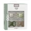 Bibs Pacifier Supreme Silicone Size 1 Sand/Sage/Huntergreen/Dark Oak (4 stk)