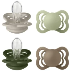 Bibs Pacifier Supreme Silicone Size 1 Sand/Sage/Huntergreen/Dark Oak (4 stk)