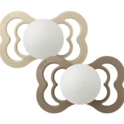 Bibs Pacifier Supreme Silicone Size 2 Vanilla Glow/Dark Oak Glow (2 stk)