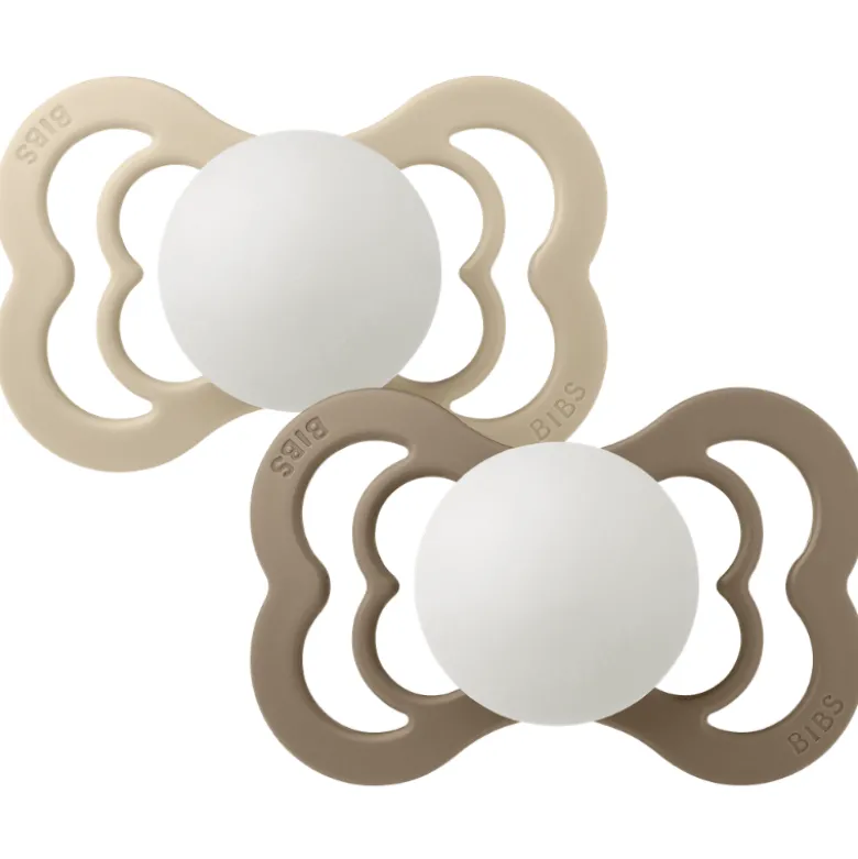 Bibs Pacifier Supreme Silicone Size 2 Vanilla Glow/Dark Oak Glow (2 stk)