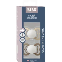 Bibs Pacifier Supreme Silicone Size 2 Vanilla Glow/Dark Oak Glow (2 stk)