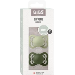 Bibs Pacifier Supreme Silicone Size 1 Sage/Hunter Green (2 stk)