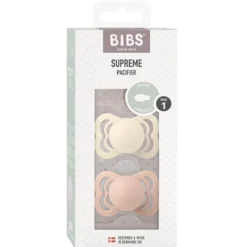 Bibs Pacifier Supreme Silicone Size 1 Ivory/Blush (2 stk)