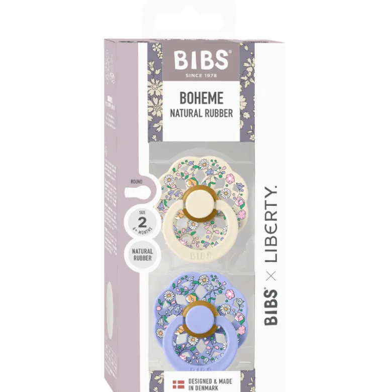 Bibs x Liberty Pacifier Boheme Chloe Meadow Latex Size 2 Ivory Mix (2 stk)
