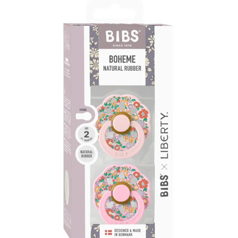 Bibs x Liberty Pacifier Boheme Oscar Meadow Latex Size 2 Blossom Mix (2 stk)