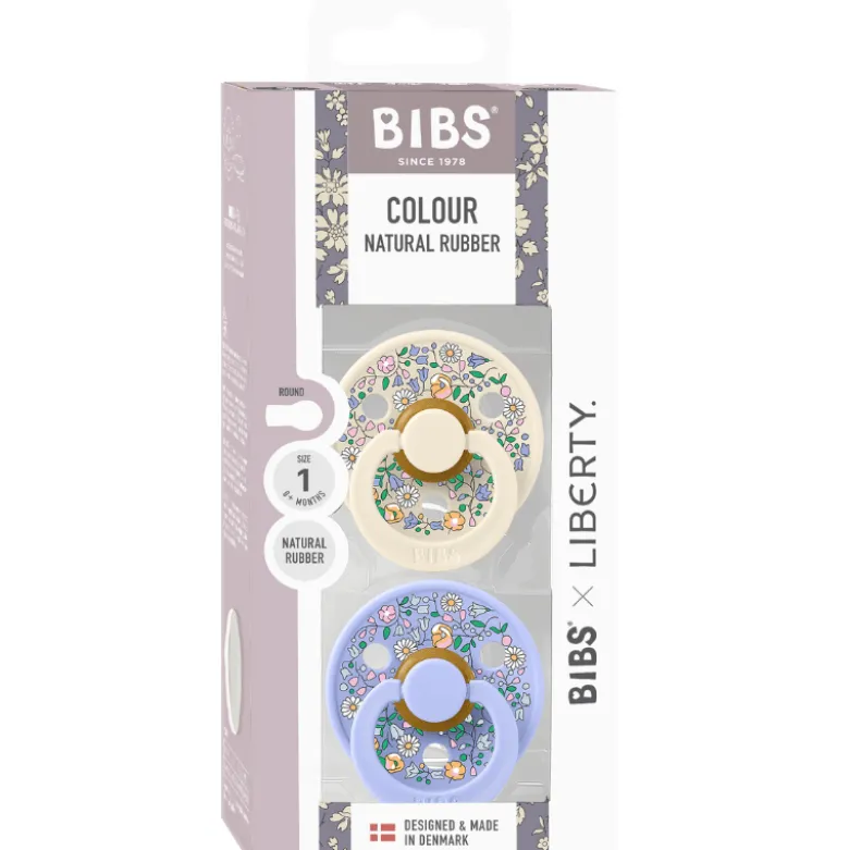 Bibs x Liberty Pacifier Colour Chloe Meadow Latex Size 1 Ivory Mix (2 stk)