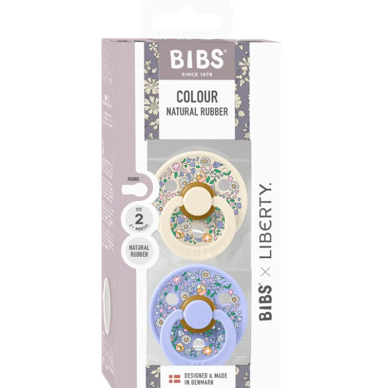 Bibs x Liberty Pacifier Colour Chloe Meadow Latex Size 2 Ivory Mix (2 stk)