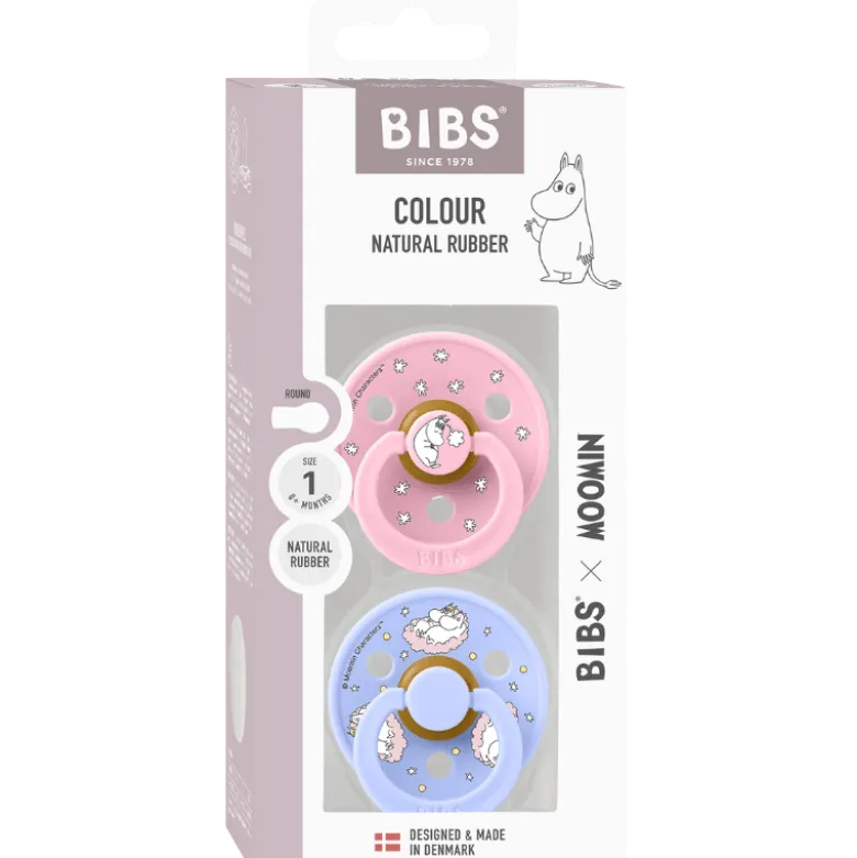Bibs X Moomin Pacifier Colour Dreaming Latex Size 1 Baby Pink Mix (2 stk)