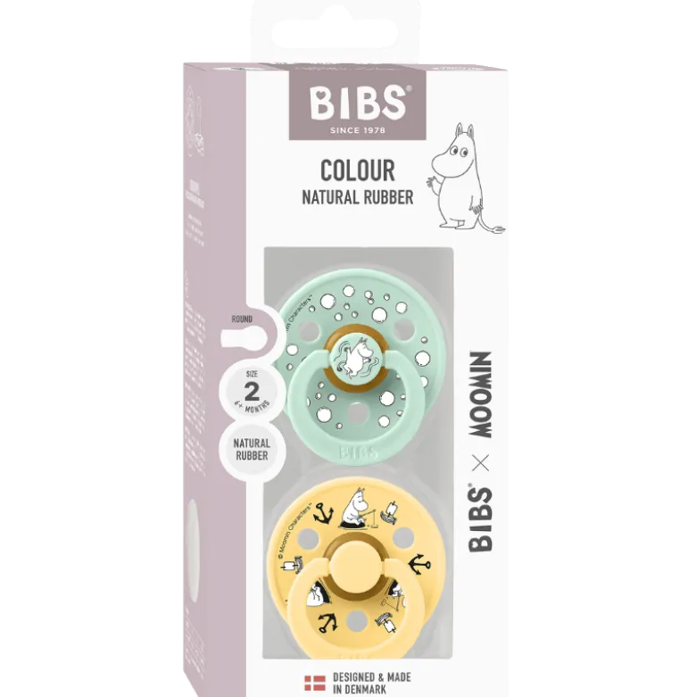 Bibs X Moomin Pacifier Colour Sailing Latex Size 2 Nordic Mint Mix (2 stk)
