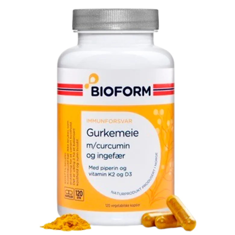 Bioform Gurkemeje m. Curcumin & Ingefær (120 kaps)