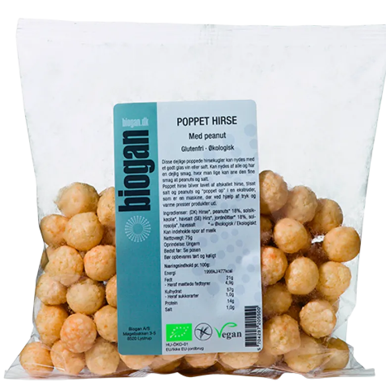 Biogan Poppet Hirsekugler M. Peanut Ø (75 g)